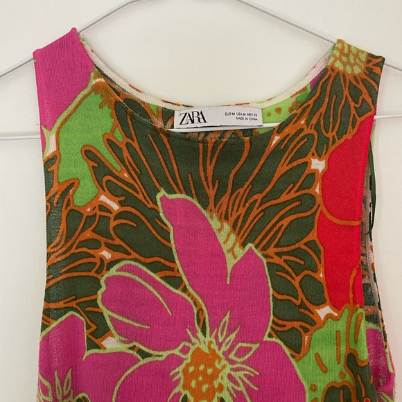 Zara Floral Knit Maxi Long Dress Limited Edition Rare Lightweight Medium - Picture 3 of 8